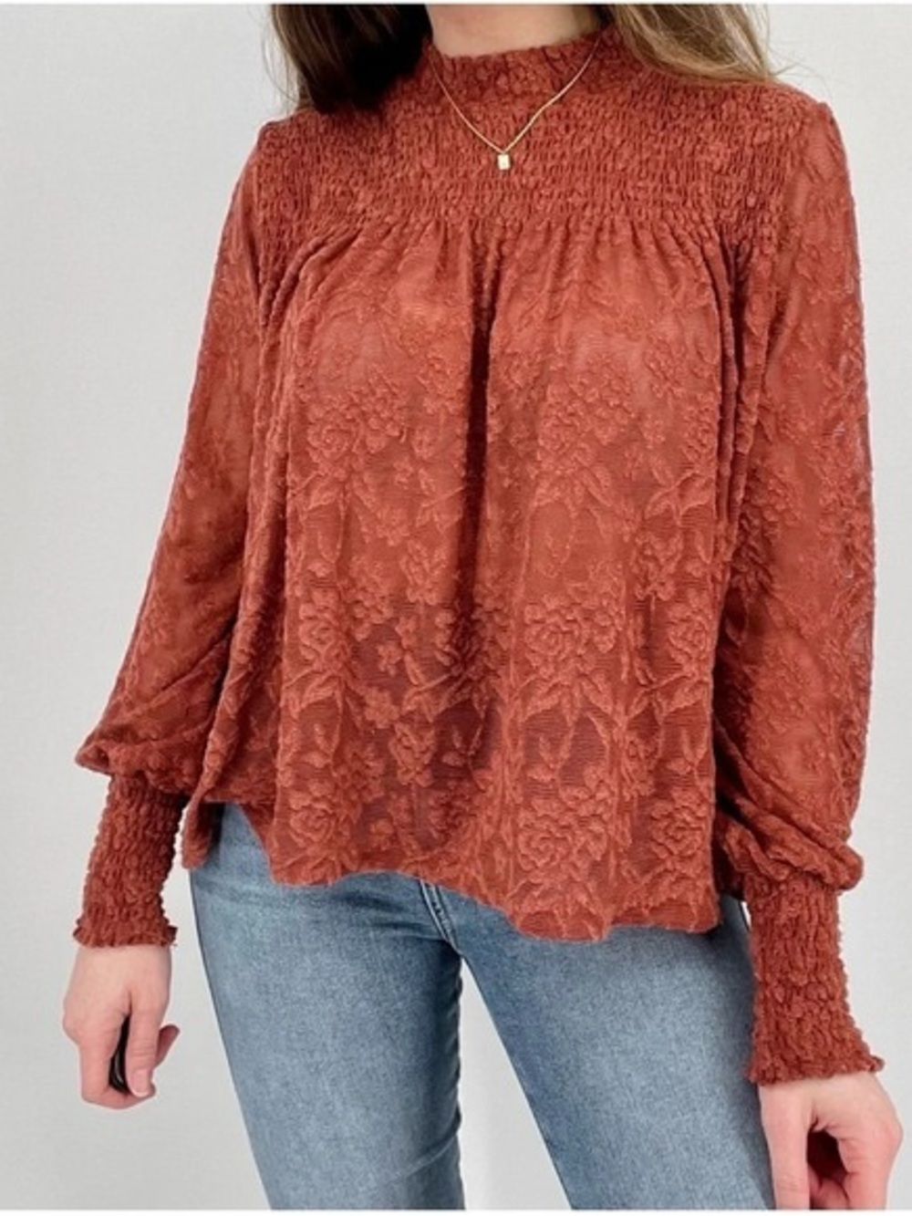 Anthropologie Deletta Amanna Lace Mock Neck Blouse